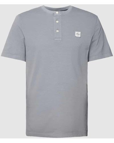 s.Oliver RED LABEL T-Shirt mit kurzer Knopfleiste Modell 'Serafino' - Grau