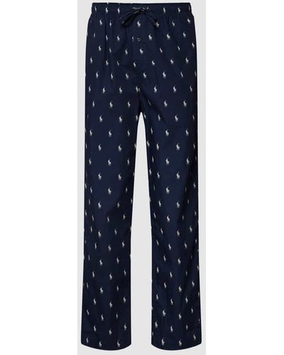 Polo Ralph Lauren Pyjama-Hose mit Allover-Logo Modell 'WOVEN' - Blau