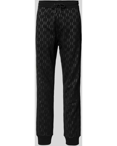 Karl Lagerfeld Straight Fit Sweatpants Met All-over Labelprint - Zwart