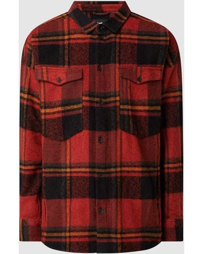 Tigha Regular Fit Flanellhemd aus Baumwoll-Viskose-Mix Modell 'Jonte' - Rot