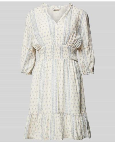 B.Young Knielanges Kleid mit Smok-Details Modell 'Felsa' - Natur