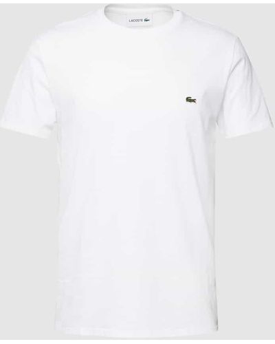 Lacoste T-Shirt mit Logo-Stitching Modell 'Supima' - Weiß