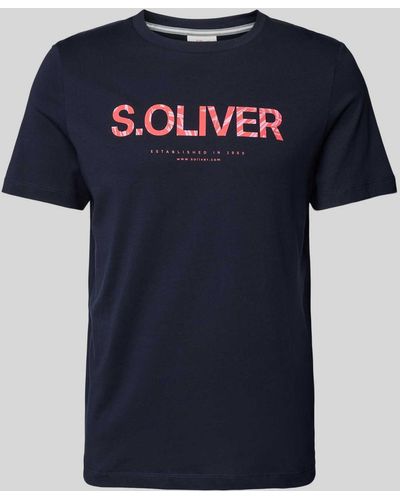 S.oliver T-shirt Met Labelprint - Blauw