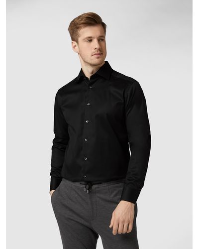 Eton Slim Fit Zakelijk Overhemd Van Twill - Zwart