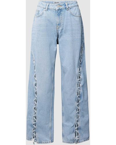 Review Baggy Jeans Met Cut-outs - Blauw