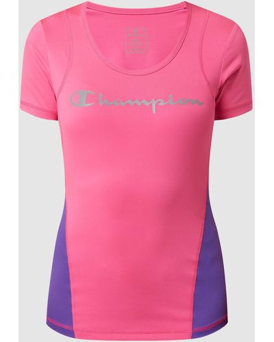 Champion T-Shirt mit reflektierendem Logo - schnell trocknend - Pink