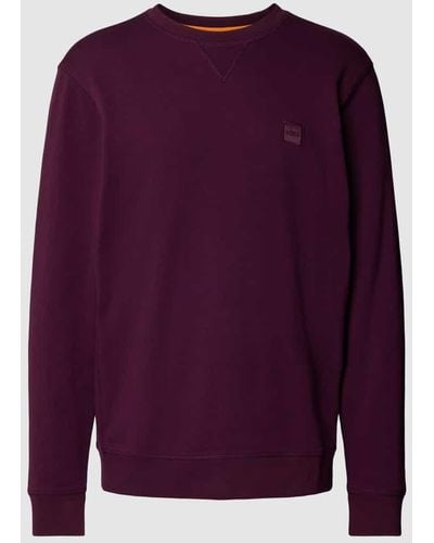 BOSS Sweatshirt mit Label-Detail Modell 'Westart' - Lila