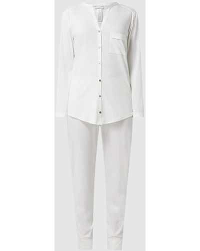 Hanro Pyjama aus merzerisierter Baumwolle Modell 'Pure Essence' - Weiß