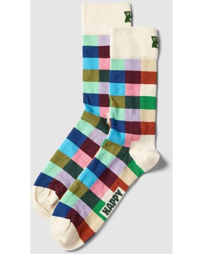 Happy Socks Socken mit Gitterkaro Modell 'Rainbow Check' - Weiß