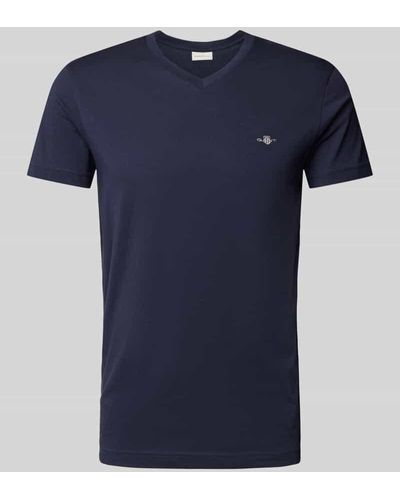 GANT Regular Fit T-Shirt mit Label-Stitching - Blau