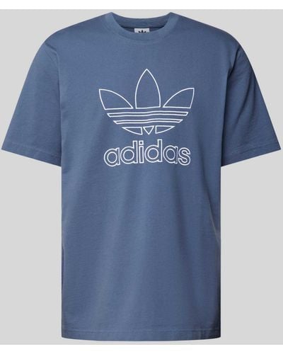 adidas T-Shirt mit Label-Stitching und Rundhalsausschnitt - Blau