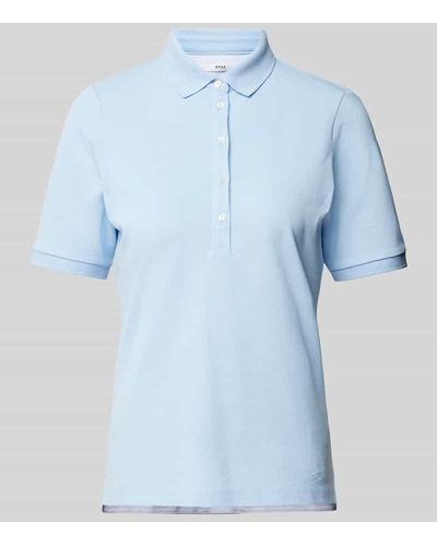 Brax Poloshirt in unifarbenem Design Modell 'CLEO' - Blau