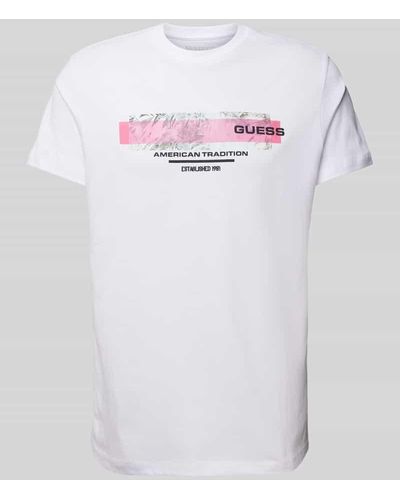 Guess T-Shirt mit Label-Print - Weiß