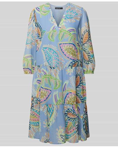 Marc Cain Knielanges Kleid mit Paisley-Muster - Blau