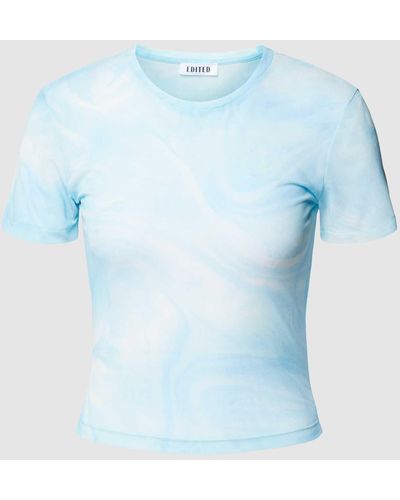 EDITED T-Shirt mit Allover-Print Modell 'Hauke' - Blau