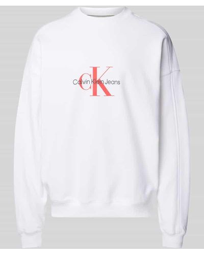 Calvin Klein Sweatshirt mit Label-Print Modell 'ARCHIVAL' - Weiß