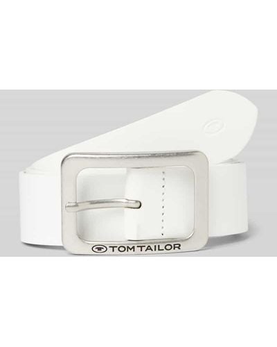 Tom Tailor Fein strukturierter Ledergürtel mit Dornschließe Modell 'SANDRA' - Weiß