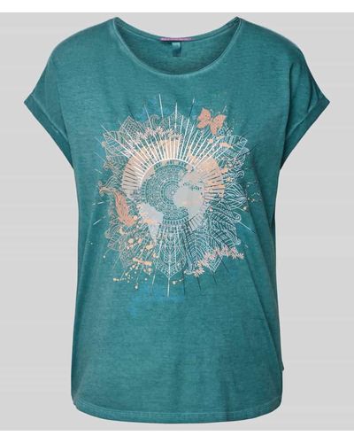 QS T-Shirt mit Motiv-Print Modell 'Mandala' - Blau