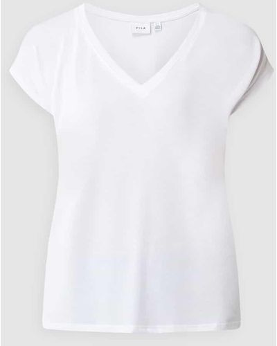 Vila Blusenshirt mit angeschnittenen Ärmeln 'Modala' - Weiß