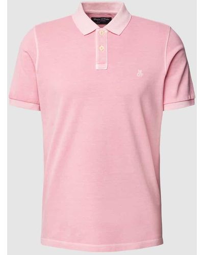 Marc O' Polo Poloshirt mit Label-Stitching - Pink