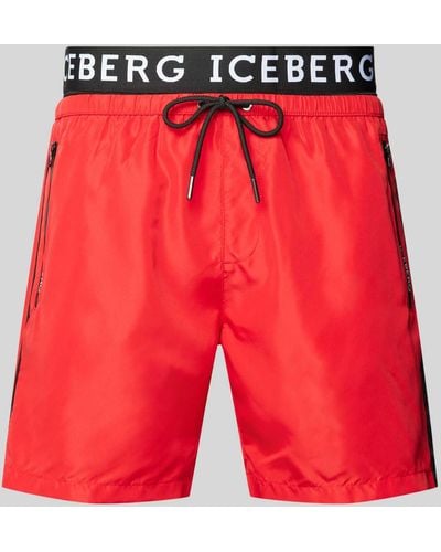 Iceberg Badehose mit seitlichen Reißverschlusstaschen - Rot