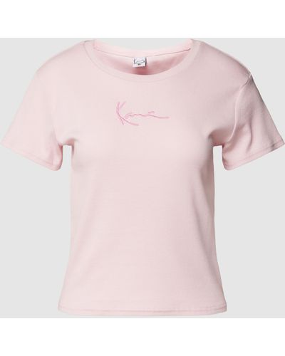 Karlkani T-Shirt mit Label-Stitching - Pink