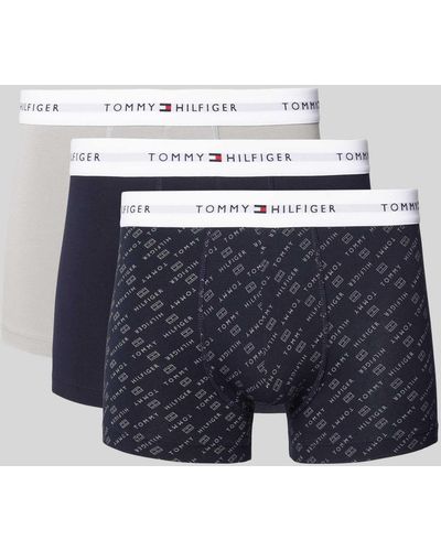 Tommy Hilfiger Trunks mit elastischem Logo-Bund im 3er-Pack - Blau
