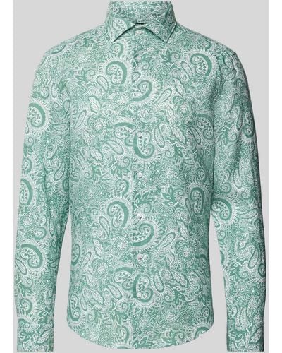 Seidensticker Regular Fit Business-Hemd aus Leinen mit New-Kent-Kragen - Grün