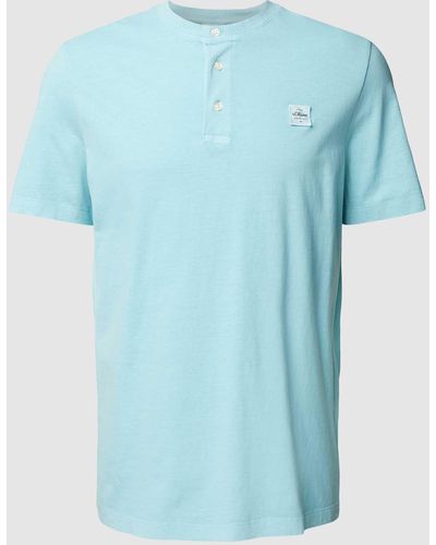s.Oliver RED LABEL T-Shirt mit kurzer Knopfleiste Modell 'Serafino' - Blau