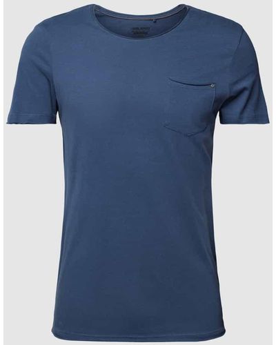Blend T-Shirt mit Brusttasche Modell 'NOEL' - Blau