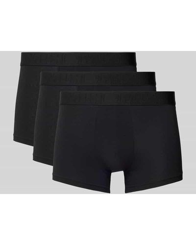 Hom Boxershorts mit elastischem Label-Bund im 3er-Pack - Schwarz