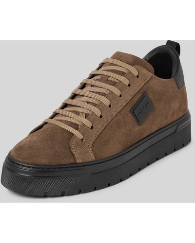 Antony Morato Leren Sneakers Met Labelpatch - Bruin