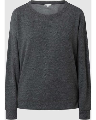 Tom Tailor Sweatshirt Met Visgraatmotief - Grijs