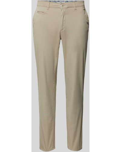 Brax Slim Fit Chino Met Franse Steekzakken - Naturel