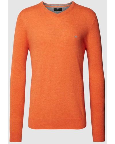 Fynch-Hatton Strickpullover mit Logo-Stitching - Orange