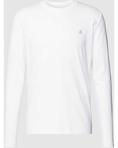 Marc O' Polo Shirt Met Lange Mouwen Van Katoen Met Labelprint - Wit
