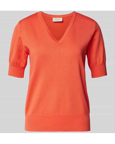 Freequent Strickshirt mit V-Ausschnitt Modell 'Katie' - Orange