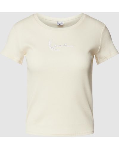 Karlkani T-Shirt mit Label-Stitching - Natur