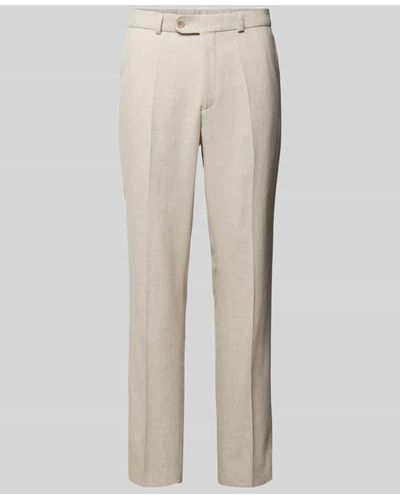 Carl Gross Slim Fit Anzughose mit Bügelfalten Modell 'Shiver' - Natur