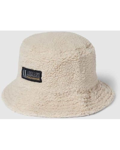 Armani Exchange Bucket Hat mit Label-Patch - Natur