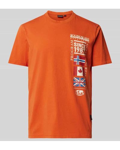 Napapijri T-Shirt mit Motiv-Print Modell 'TURIN' - Orange