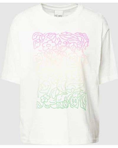 Ichi T-Shirt mit Motiv-Print Modell 'Runela' - Weiß