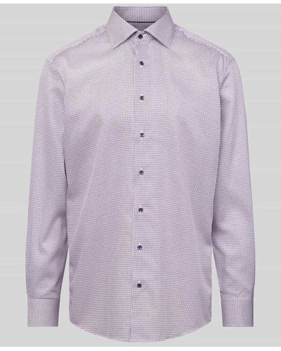 Eterna Modern Fit Business-Hemd mit Allover-Muster Modell 'Kent' - Lila
