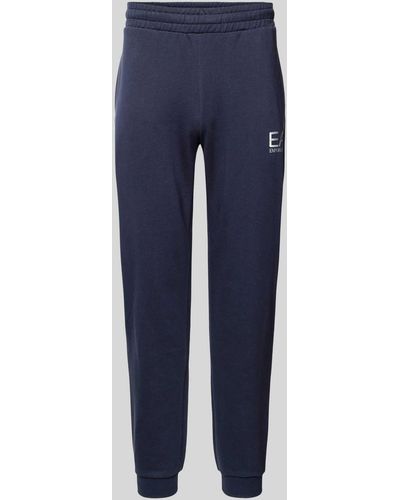 EA7 Sweatpants mit elastischem Bund Modell 'SPRAY' - Blau