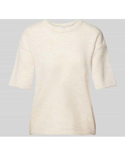 SELECTED Strickshirt mit Rundhalsausschnitt Modell 'MALINE-LILIANA' - Natur