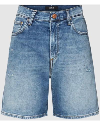 Replay Jeansshorts im Destroyed-Look Modell 'SHIRBEY' - Blau