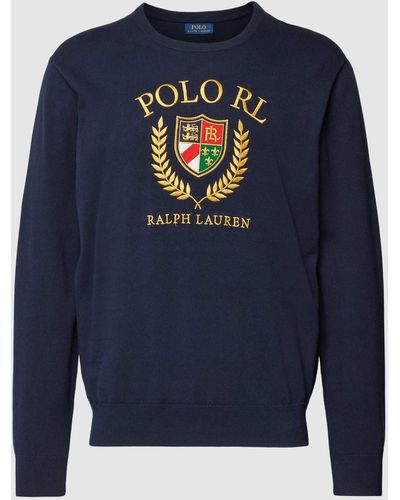 Polo Ralph Lauren Strickpullover mit Label-Stitching - Blau