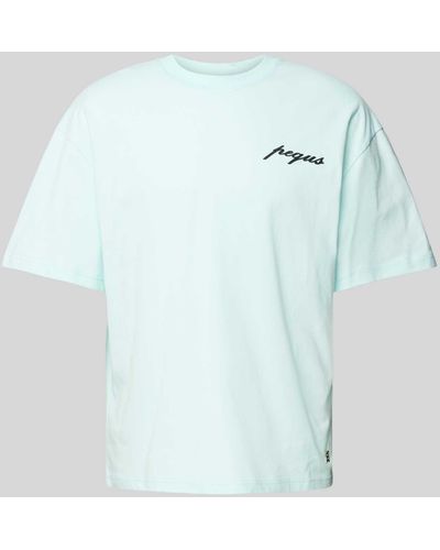 Pequs Oversized T-Shirt mit Label-Print - Blau