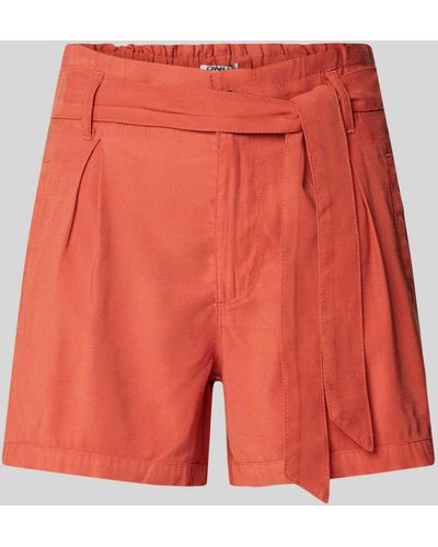 ONLY Shorts aus Viskose-Mix mit Bindegürtel - Orange