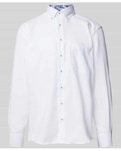 Eterna Comfort Fit Business-Hemd mit Button-Down-Kragen - Weiß
